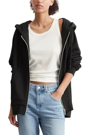 Marc O’ Polo Marc OߴPolo Denim Damen Sweatjacke mit Kapuze Oversized Fit, (Black), XL