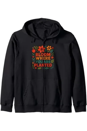 Logiamerch Motivational Motivierender Spruch: Bloom where you are planted, Floral Kapuzenjacke