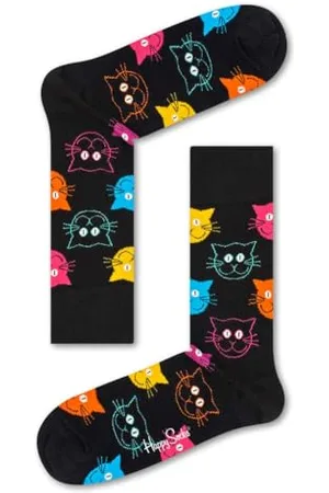 Happy Socks Lustige Katze Socken – Socken mit Animal-Print – farbenfrohe Baumwollsocken für Männer und Frauen