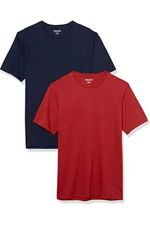 Amazon Herren T-Shirt mit kurzen Ärmeln und Rundhalsausschnitt in schmaler Passform, 2er-Pack, , L