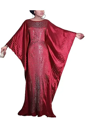 HD Collection Afrikanische Kleider für Frauen Mode Perlen Strass Kaftan Maxi Kleid, , Einheitsgröße