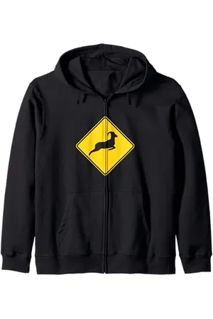 Urban Classic Trends Warnschild mit Ziegenspringen, Tiermotiv, lustige Grafik Kapuzenjacke