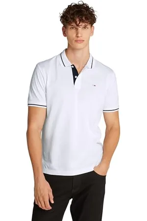Tommy Hilfiger Herren Poloshirt Kurzarm Tipped Regular Fit, Weiß (Ecru), M