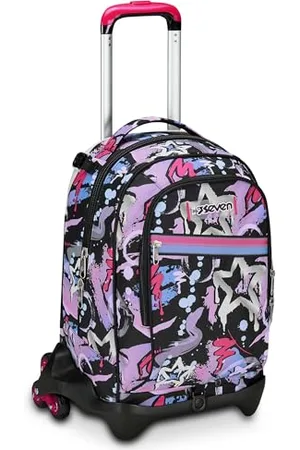 7 for all Mankind TROLLEY Rucksack mit Trolleyfunktion, 3 in 1, Schulranzen mit Rollen, Abnehmbarer Rucksack, ab 1. Klasse, für Schule, Gymnasium, Reisen&Freizeit, Mädchen&Jungen