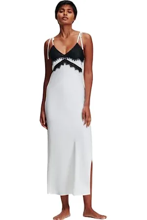 Karl Lagerfeld Damen Damen Maxi-Negligé Mit Spitzenbesatz, , L, , L