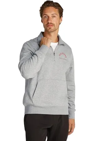 Tommy Hilfiger Herren Sweatshirt mit Reißverschluss Collar Zip ohne Kapuze, , L
