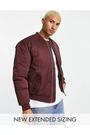ASOS Herren Bomberjacken - – MA1 – Bomberjacke in Burgunderrot mit wattiertem Detail