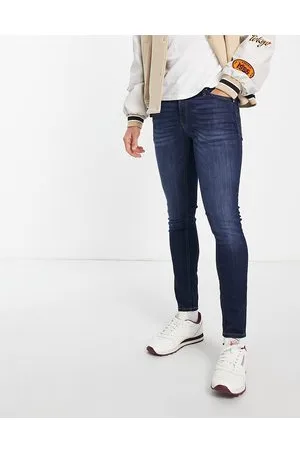 JACK & JONES Intelligence – Liam – Eng geschnittene Stretch-Jeans in Mittelblau