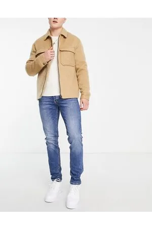 JACK & JONES Intelligence – Glenn – Jeans mit schmalem Schnitt in Mittelblau