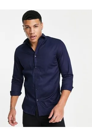 JACK & JONES – Premium – Schmal geschnittenes Hemd in Navy