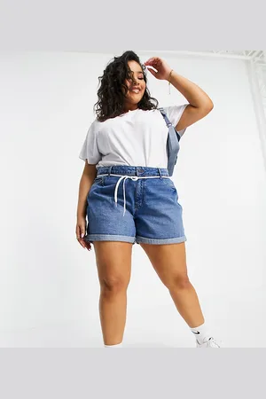 Noisy May – Mom-Jeansshorts in verwaschenem Mittelblau
