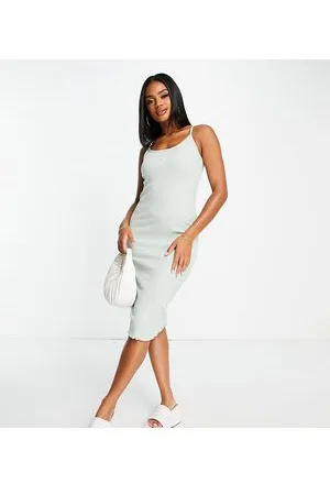 PUMA – Classic – Geripptes Midikleid in Pastellgrün