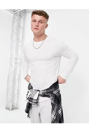 JACK & JONES Essentials – Langärmliges Oberteil aus Baumwolle in mit abgerundetem Saum - WHITE