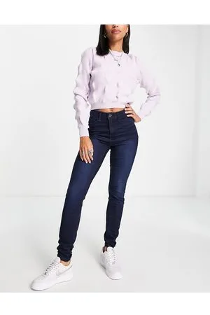 Noisy May – Callie – Jeans in Dunkelblau mit engem Schnitt und hohem Bund