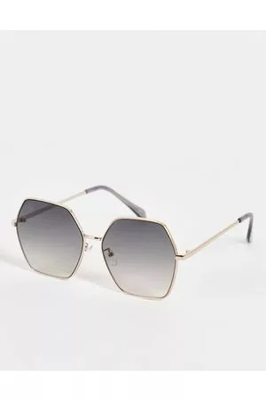 Jeepers Peepers – Sechseckige Oversize-Sonnenbrille in Schwarz mit Ombré-Gläsern