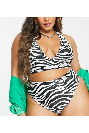 ASOS Curve – Mix and Match – Bikinihose mit Zebramuster und hohem Beinausschnitt