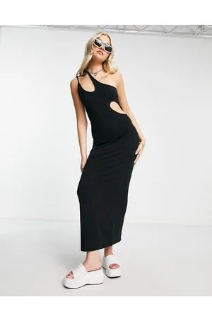 Weekday – Midikleid in mit One-Shoulder-Träger und Zierausschnitt