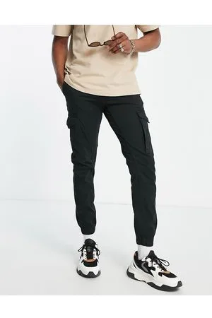 JACK & JONES Intelligence – Schwarze Cargohose mit Bündchen