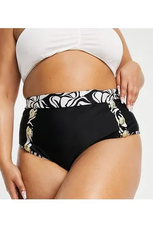 River Island – Bikinihose in mit Knopfdetail und Zebramuster