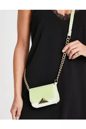 ASOS Damen Handtaschen - – Mini-Umhängetasche aus grünem Samt mit pyramidenförmiger Schnalle