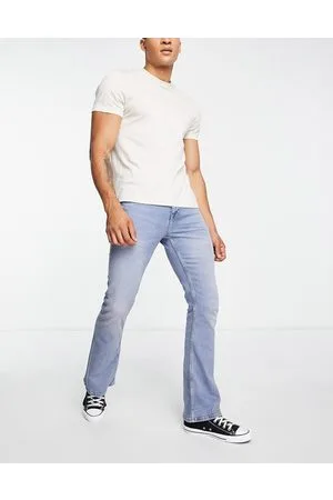 ASOS – Stretch-Schlagjeans in hellblauer Vintage-Waschung