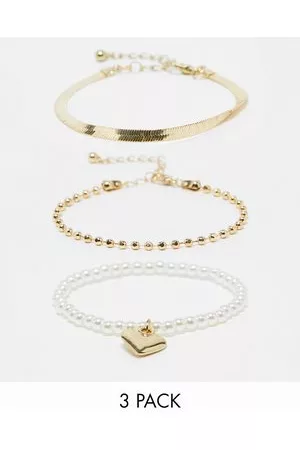Ashiana Damen Uhren - – 3er-Pack Gold- und Perlenarmbänder mit Anhänger in Goldoptik