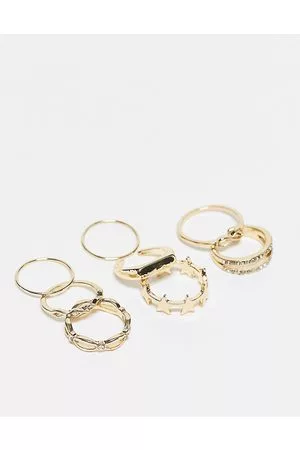 Ashiana Damen Ringe - – Set mit goldfarbenen Ringen mit Sterndetails