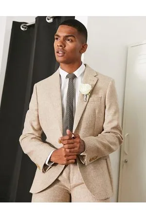 Noak – Schmal geschnittene Anzugjacke aus British-Tweed in Stein