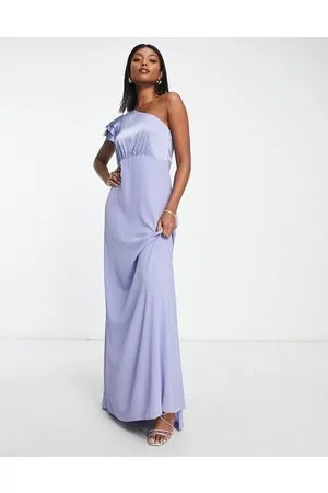 TFNC TNFC – Bridesmaid – Maxikleid in Puderblau mit One-Shoulder-Träger