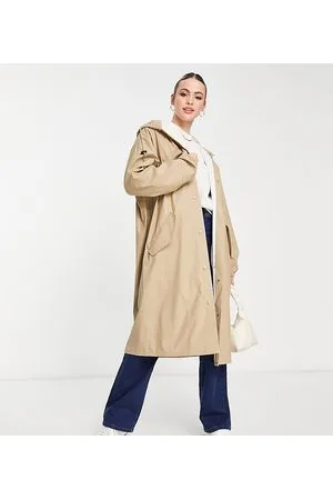 ASOS ASOS DESIGN Tall – Gummierter Parka-Mantel in Stein