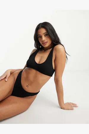 ASOS – Mix and Match – Bikini-Hüfthose in mit Knitter-Optik und hohem Beinausschnitt