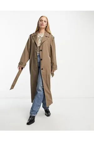 ONLY – Longline-Trenchcoat in Mokka