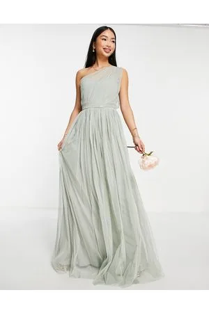 ANAYA – Bridesmaid – Maxikleid aus Tüll in Salbeigrün mit One-Shoulder-Träger