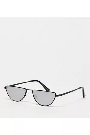 Jeepers Peepers X ASOS – Exklusive Sonnenbrille in reflektierendem Schwarz mit halbrundem Gestell