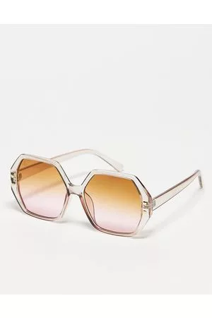 Jeepers Peepers – Sechseckige Oversize-Sonnenbrille in Zartrosa