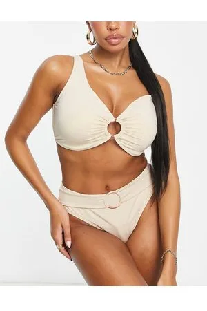 Ivory Rose – Größere Brust – Bikini-Oberteil in schimmerndem Gold mit One-Shoulder-Träger und herausnehmbaren Polstern