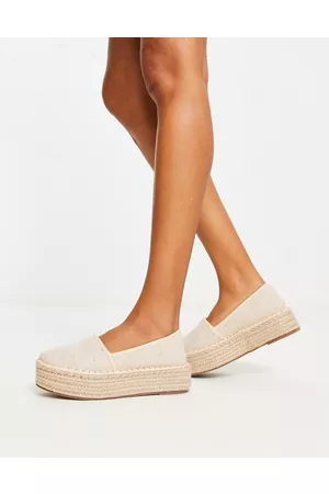 ASOS – Journal – Espadrilles in Cremeweiß mit flacher Plateausohle