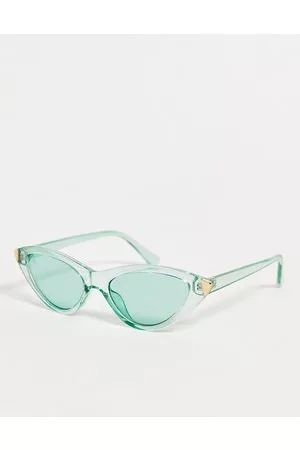 Jeepers Peepers – Cat-Eye-Sonnenbrille aus Acetat in Grün mit farblich passenden Gläsern