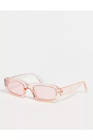 Jeepers Peepers Damen Sonnenbrillen - – Rechteckige Sonnenbrille in Blassrosa mit farblich passenden Gläsern