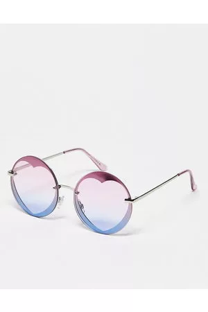Jeepers Peepers Sonnenbrillen - – Runde Sonnenbrille mit herzförmigen Gläsern in Blau/ mit Farbverlauf