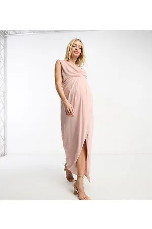 TFNC – Bridesmaid – Maxi-Brautjungfernkleid aus Chiffon in Mauve mit Wickeldesign und Wasserfallausschnitt auf Vorder- und Rückseite