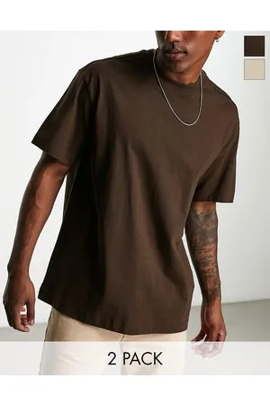 Weekday – 2er-Pack Oversized-T-Shirt in Beige und Braun