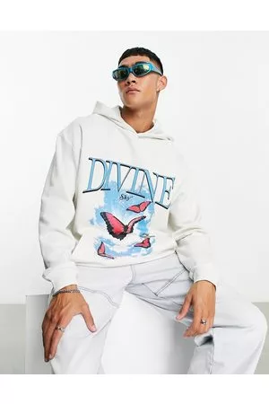 ASOS Herren Sweatshirts - – Oversize-Kapuzenpullover in Hellblau mit Foto-Print im Stil der 00er
