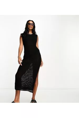 ASOS Damen Strickkleider - ASOS DESIGN Petite – Locker geschnittenes Midi-Strickkleid in mit Rippenstruktur