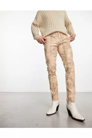 ASOS Herren Chinos - – Eng geschnittene Hose mit Schlangenhautmuster und niedrigem Bund