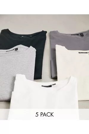 ASOS Herren Shirts - – 5er-Pack T-Shirts in verschiedenen Farben mit Rundhalsausschnitt