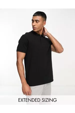 ASOS Herren Business Hemden - – Elegantes Pikee-Polohemd in Schwarz