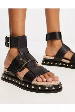 ASOS Damen Espadrilles - – Jukebox – Fischer-Espadrilles aus Leder in Schwarz