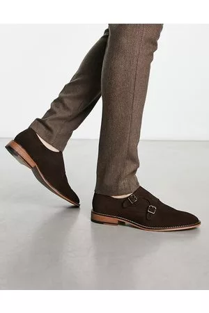 ASOS Herren Stiefel - – Monkschuhe aus braunem Wildleder mit naturfarbener Sohle