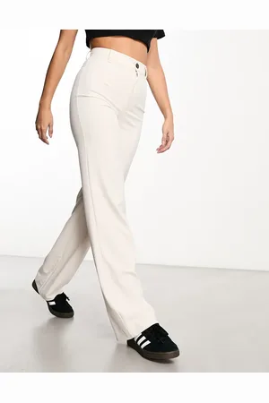 Pull&Bear – Elegante Hose in Ecru mit hohem Bund